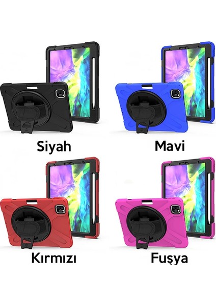 iPad Air 4. Nesil 10.9 Kılıf Shockproof 3 Katmanlı Standlı Zırh Kılıf Kalem Y - CRM6668-1949