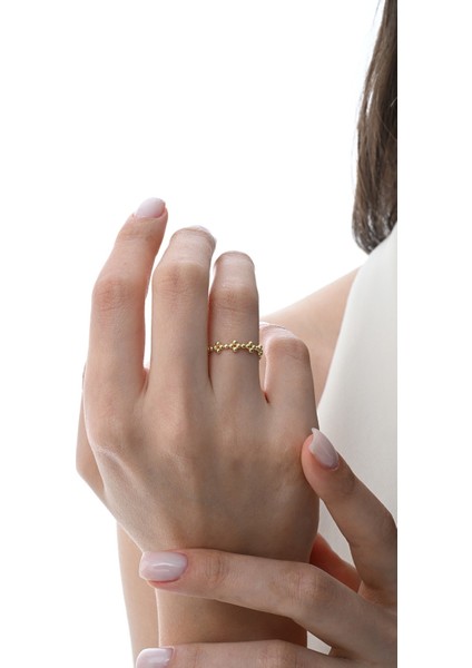 Gümüş Altın Yaldızlı Özel Tasarımlı Pıtırcık Yüzük SGTL12876GOLD fiyatları