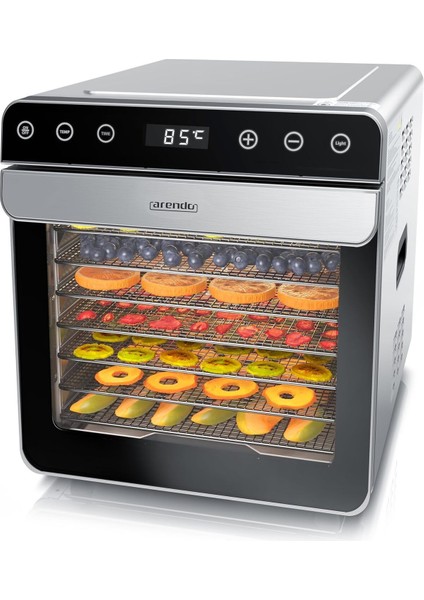 Paslanmaz Çelik Gıda Kurutucu 8 Katlı, 700W, Sessiz, Bpa Içermez, Meyve, Sebze, Et ve Balık Kurutucu