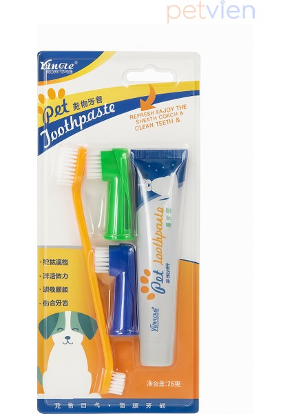 Kedi Köpek Diş Macunlu Diş Fırçası Seti - Evcil Hayvan Dental Kit Diş Sağlık Seti