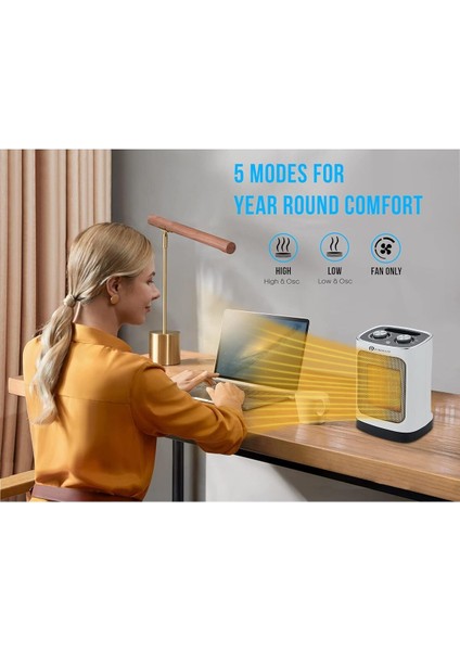 Seramik Fanlı Isıtıcı, 2 Isıtma Ayarlı 1800W Taşınabilir Elektrikli Isıtıcı