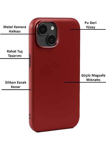 Apple iPhone 15 Kılıf Pu Deri Magsafe Uyumlu Silikon Kapak fırsatları