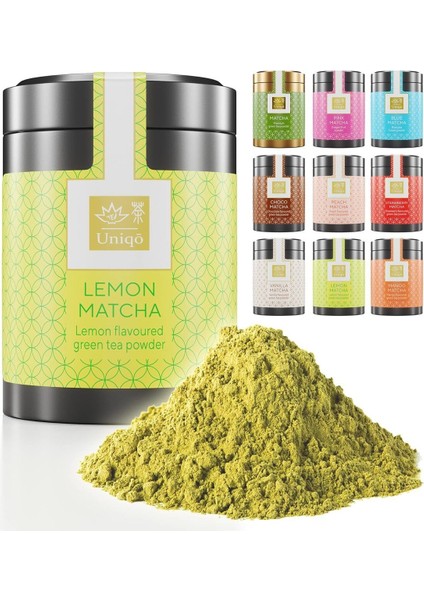 Limon Aromalı Premium Japon Matcha Tozu 30 gr Şeker İlavesiz Vegan, Metal Kutuda