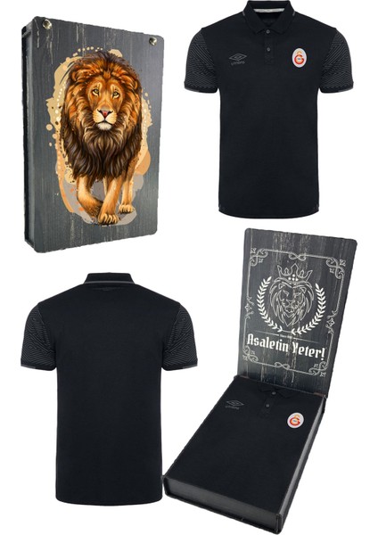 Orijinal Lisanslı 5 Yıldızlı Polo Yaka Siyah T-Shirt Gs Hediyelik Ahşap Kutulu