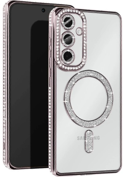 Samsung Galaxy S25 Plus Kılıf Joke Simli Magneticsafe Kılıf - Gümüş - CRM7973-7777