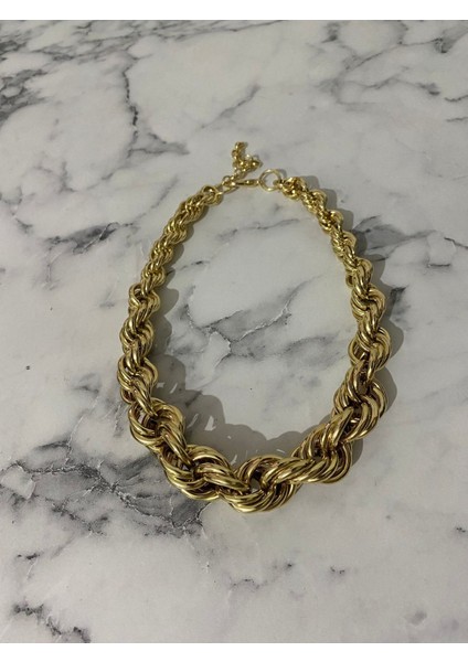 Pirinç Lüx Gold Renk Şık Kolye fırsatları