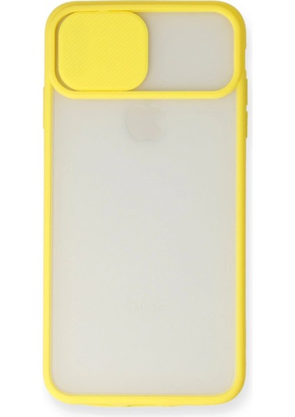 iPhone x Kılıf Palm Buzlu Kamera Sürgülü Silikon - Sarı - CRM4056-7393