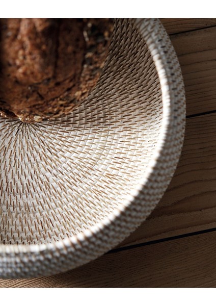 Beyaz Badanalı Rattan Servis Kasesi, El Dokuma, Ketak Malzeme, Endonezya Üretimi fiyatları