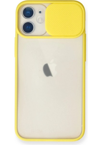 iPhone 11 Kılıf Palm Buzlu Kamera Sürgülü Silikon - Sarı - CRM3327-5881