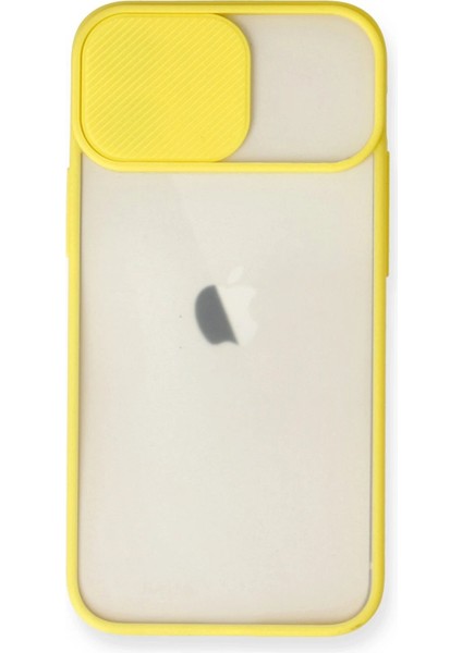 iPhone 11 Kılıf Palm Buzlu Kamera Sürgülü Silikon - Sarı - CRM3327-5881