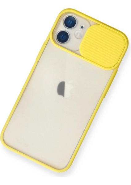 iPhone 11 Kılıf Palm Buzlu Kamera Sürgülü Silikon - Sarı - CRM3327-5881