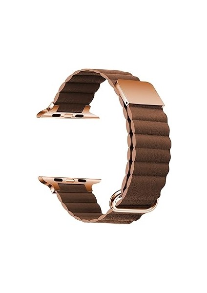 Zore ​​​apple Ile Uyumlu Watch 7 41MM Krd-78 Pu Deri Kordon Strap Kayış Kahverengi