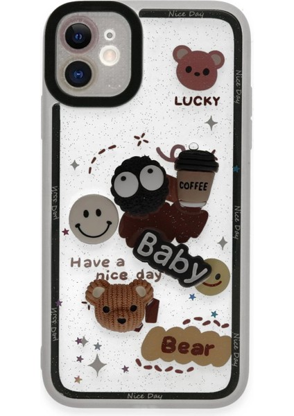 iPhone 11 Kılıf Sweet Desenli Silikon Kapak - Sarı - CRM8447-1653