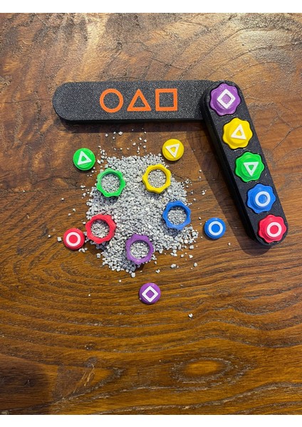 Squid Game 5 Taş Oyunu, Kutulu 5 Taş, Anahtarlık Hediyeli, Kumlu Model 5 Taş