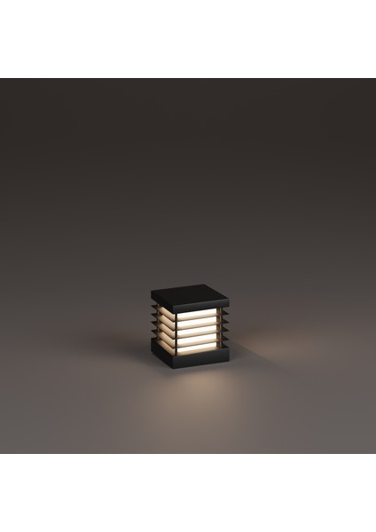 Lumex Alüminyum Izgaralı Duvar Set Üstü Bahçe Aydınlatması Antrasit Renk 18 x 18 x 30 cm