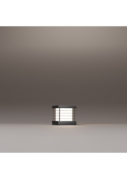 Lumex Alüminyum Izgaralı Duvar Set Üstü Bahçe Aydınlatması Antrasit Renk 18 x 18 x 30 cm