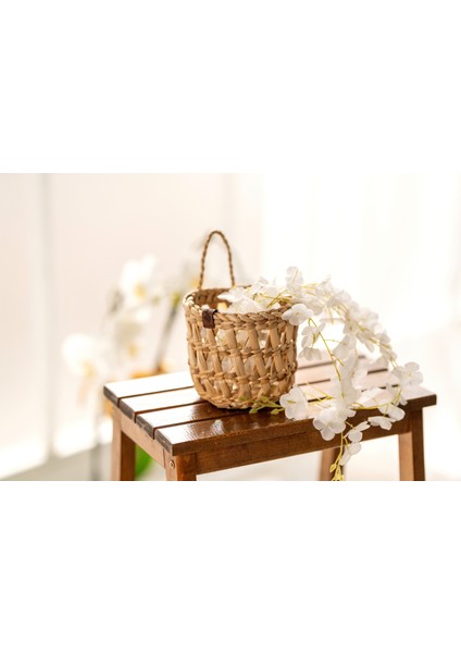 El Yapımı Doğal Hasır Sepet | 12X13 cm Çok Amaçlı Organizer | Mutfak, Banyo, Salon Için Dekoratif Sepet
