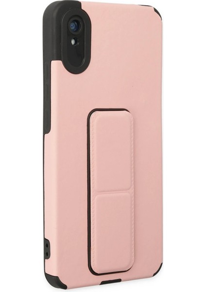Xiaomi Redmi 9A Kılıf Mega Standlı Silikon - Pudra - CRM3793-2136