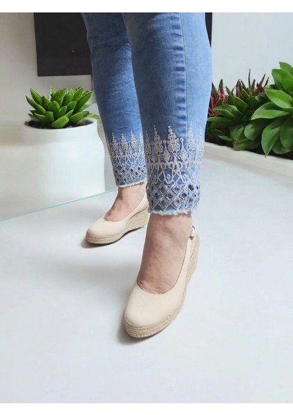 Kadın Keten Yazlık Sandalet Hasır Ayakkabı