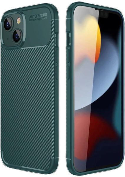 iPhone 14 Kılıf Auto Focus Karbon Kapak - Koyu Yeşil - CRM8392-6885