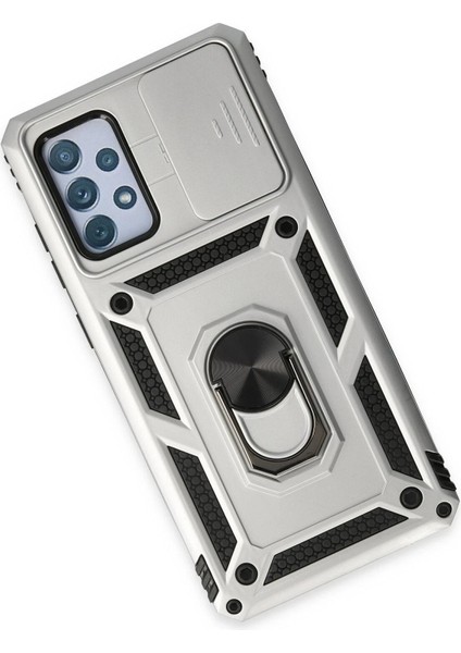 Samsung Galaxy A72 Kılıf Pars Lens Yüzüklü Silikon - Gümüş - CRM9765-6007 modelleri