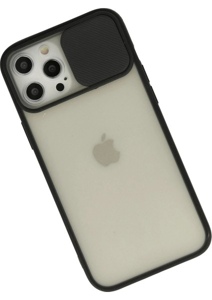 iPhone 12 Pro Max Kılıf Palm Buzlu Kamera Sürgülü Silikon - Siyah - CRM7428-1317