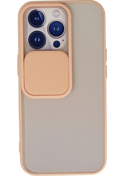 iPhone 13 Pro Kılıf Palm Buzlu Kamera Sürgülü Silikon - Pembe - CRM3360-5505