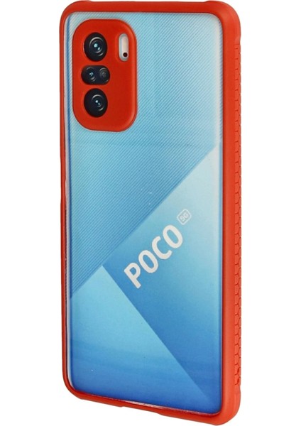 Xiaomi Poco F3 Kılıf Miami Şeffaf Silikon - Kırmızı - CRM4850-7131
