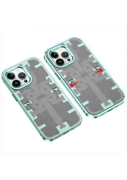 iPhone 13 Pro Kılıf Mekanik Bumper Kapak - Yeşil - CRM2307-4443