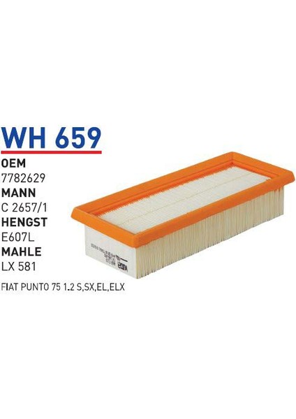 Wh659 Oem 7782629 Fiat punto 75 1.2 s,sx el elx Otomobil hava filtre air filter