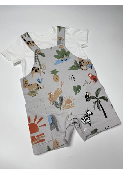 Erkek Bebek Hayvan Desenli Bahçıvan Tulum Takı fiyatları