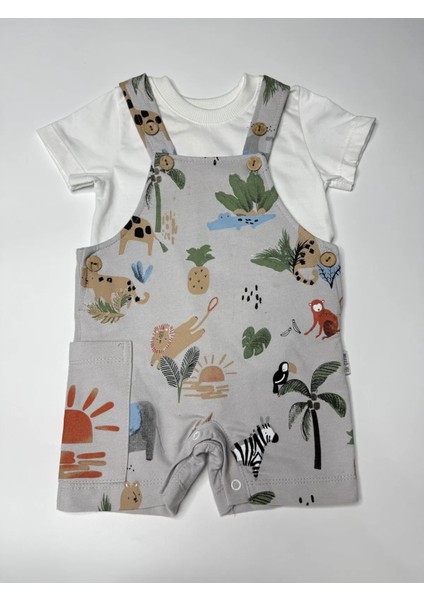 Erkek Bebek Hayvan Desenli Bahçıvan Tulum Takı modelleri