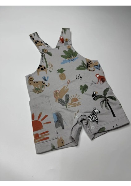 Erkek Bebek Hayvan Desenli Bahçıvan Tulum Takı fırsatları