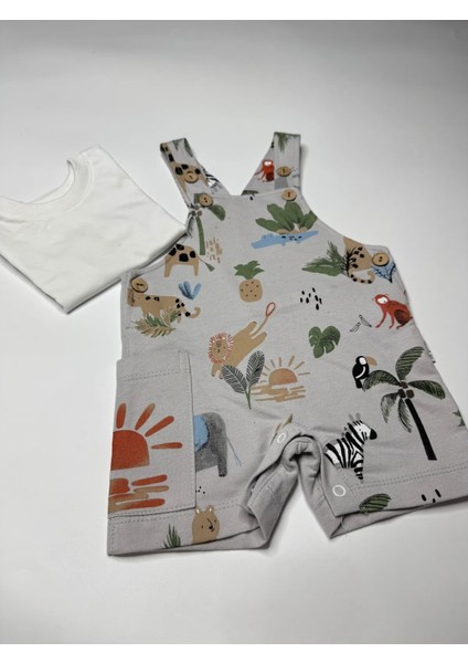 Erkek Bebek Hayvan Desenli Bahçıvan Tulum Takı indirimleri