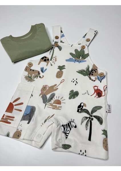 Erkek Bebek Hayvan Desenli Bahçıvan Tulum Takı modelleri