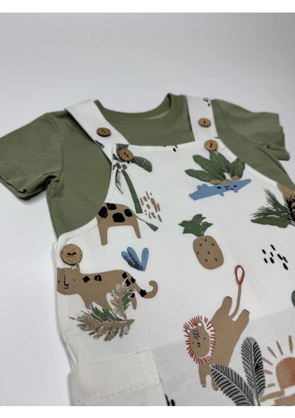 Erkek Bebek Hayvan Desenli Bahçıvan Tulum Takı fırsatları