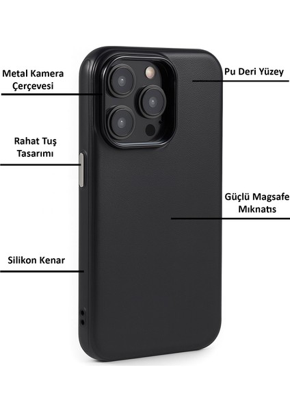 Apple iPhone 14 Pro Kılıf Pu Deri Magsafe Uyumlu Silikon Kapak fırsatları