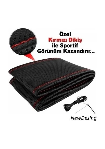 Deri Direksiyon Kılıfı Dikmeli Delikli Model