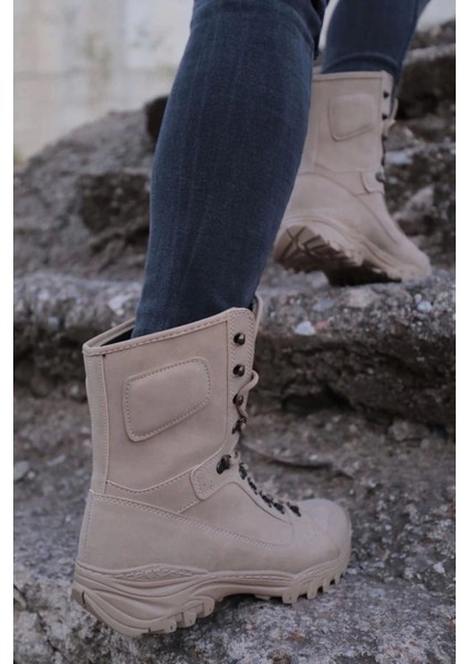 JY999 Krem Süet Bağcıklı Ortopedik Taban Erkek Askeri Postal Bot modelleri