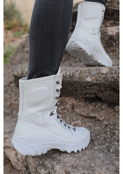 Joy Bot Bağcıklı Ortopedik Taban Beyaz Günlük Cilt Erkek Askeri Postal Ayakkabı modelleri