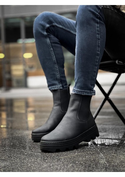 J113 Lastikli Ortopedik Taban Suya ve Soğuğa Dayanıklı Günlük Kışlık Erkek Spor Bot St Siyah fırsatları