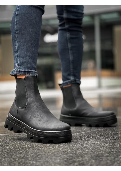 J113 Lastikli Ortopedik Taban Suya ve Soğuğa Dayanıklı Günlük Kışlık Erkek Spor Bot St Siyah indirimleri