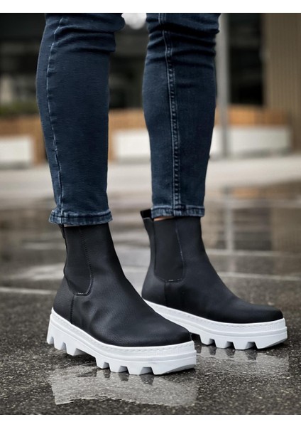 J113 Lastikli Ortopedik Taban Suya ve Soğuğa Dayanıklı Günlük Kışlık Erkek Spor Bot Bt Siyah