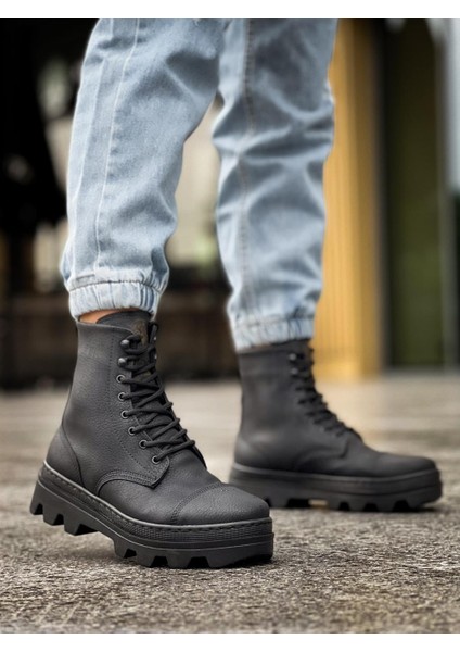 J-B023 Bağcıklı Ortopedik Taban Suya ve Soğuğa Dayanıklı Günlük Kışlık Erkek Spor Bot St Siyah
