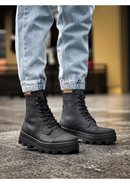 J-B023 Bağcıklı Ortopedik Taban Suya ve Soğuğa Dayanıklı Günlük Kışlık Erkek Spor Bot St Siyah modelleri