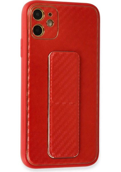 iPhone 12 Kılıf Coco Karbon Standlı Kapak - Kırmızı fiyatları