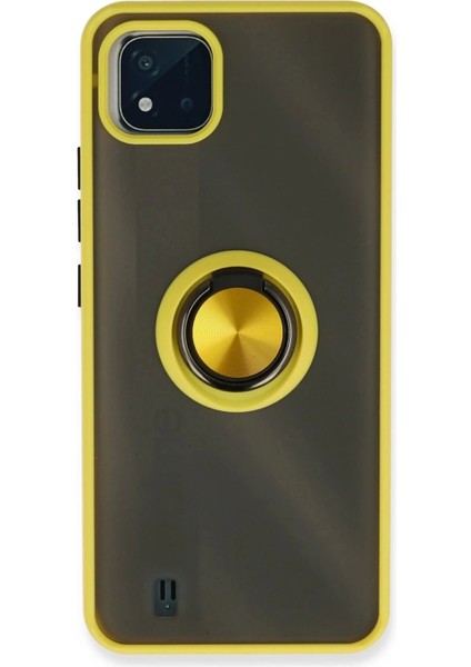 Realme C11 2021 Kılıf Montreal Yüzüklü Silikon Kapak - Sarı