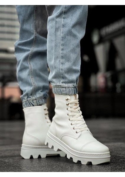 J-B023 Bağcıklı Ortopedik Taban Suya ve Soğuğa Dayanıklı Günlük Kışlık Erkek Spor Bot Bt Beyaz fiyatları