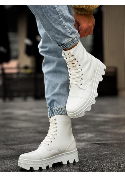J-B023 Bağcıklı Ortopedik Taban Suya ve Soğuğa Dayanıklı Günlük Kışlık Erkek Spor Bot Bt Beyaz modelleri
