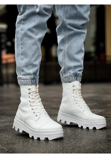 J-B023 Bağcıklı Ortopedik Taban Suya ve Soğuğa Dayanıklı Günlük Kışlık Erkek Spor Bot Bt Beyaz indirimleri